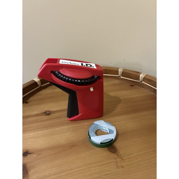 Vintage DYMO I.D. 2001-01 Label Maker Red Durable Embossing Tested Works Great - Picture 2 of 5